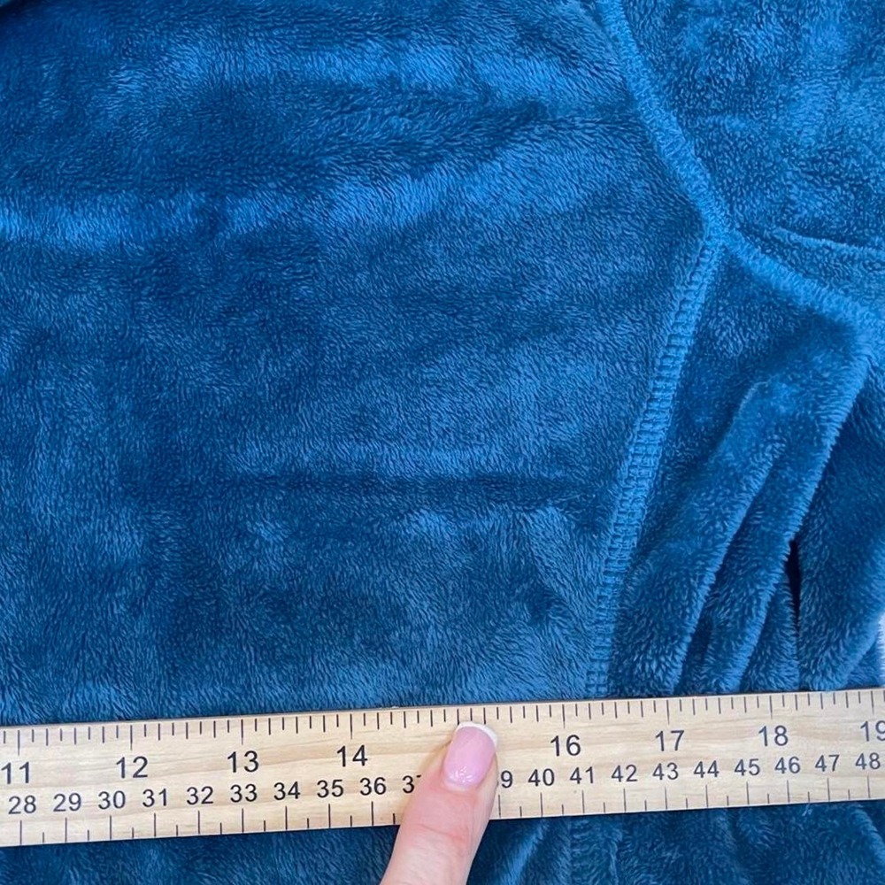Lands End Womens Quarter Zip Fleece Pullover Teal Blue Mock Neck Size L 14-16 - Picture 5 of 7